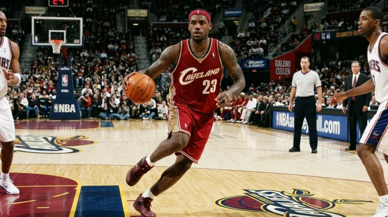 LeBron James early career photo showing his rise before his current net worth