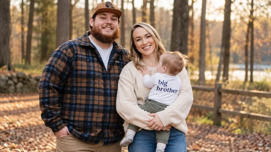 Luke Combs with his wife Nicole Hocking and their children, highlighting how family life inspires his music and career.