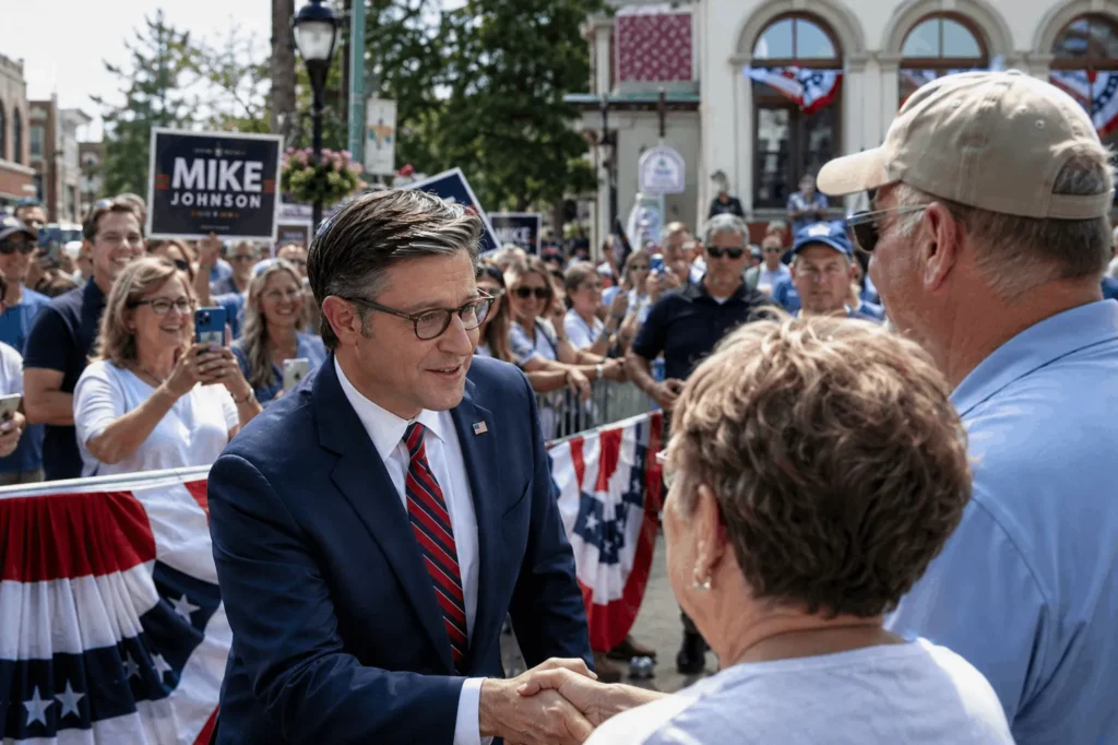 Mike Johnson campaigning ahead of his 2026 reelection
